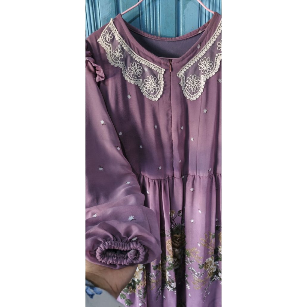 Pakaian wanita midi dress ceruty bunga