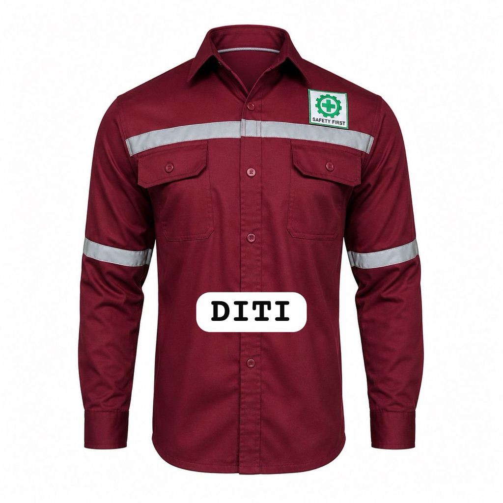 ATASAN SAFETY WARNA MAROON LENGAN PANJANG