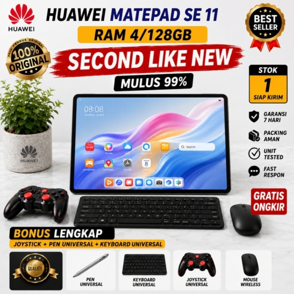 Huawei MatePad SE 11 RAM 4 128GB Second Like New Mulus Tablet Huawei Bonus Keyboard Pen Universal