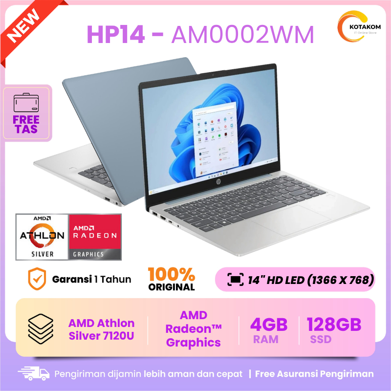 LAPTOP HP 14 - em0002wm with Athlon Silver 7120U | Windows 11