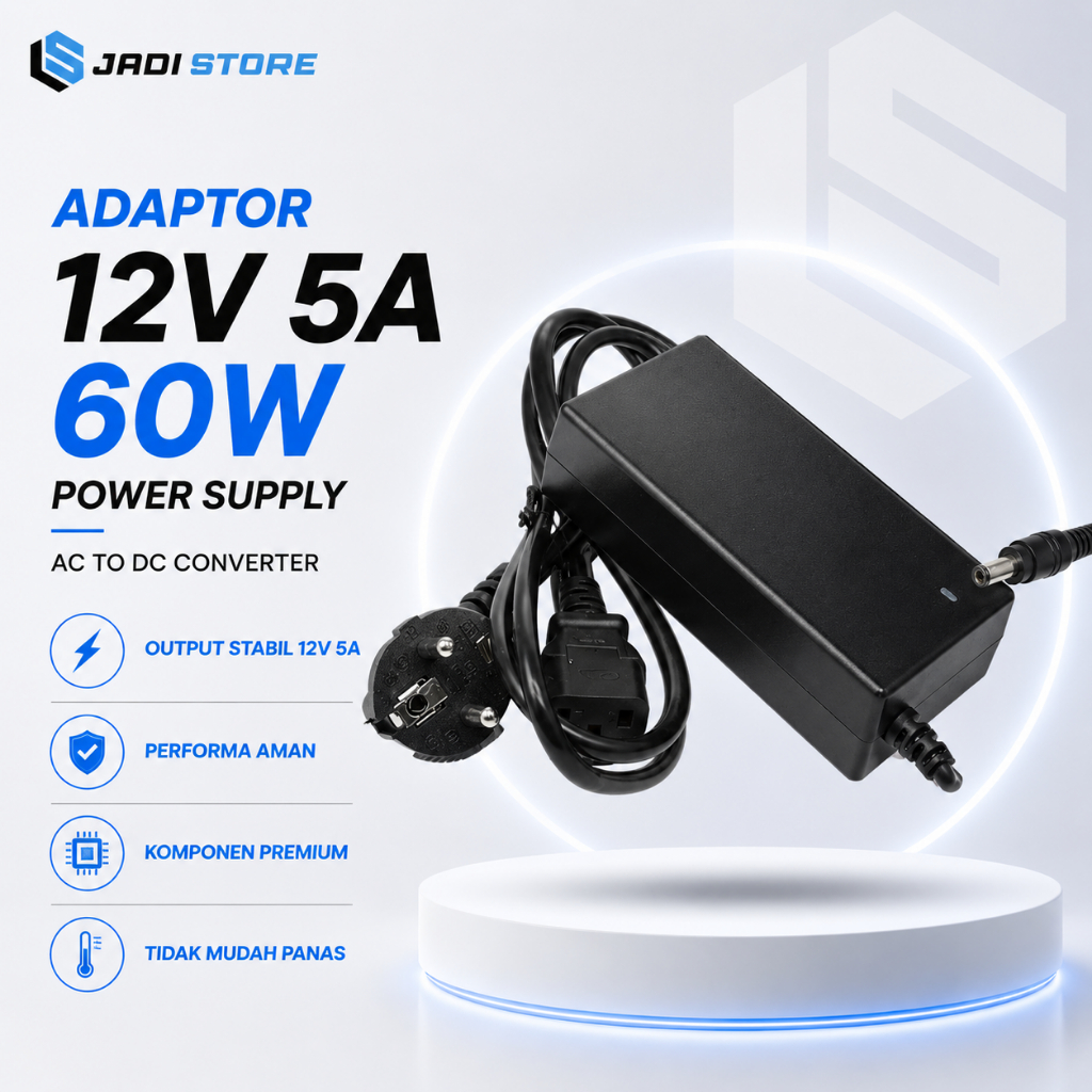 TiaoChongYi Adaptor Power Supply Converter LED AC to DC 12V 5A 60W - 1250 Adaptor 12V 5A Adaptor 12V
