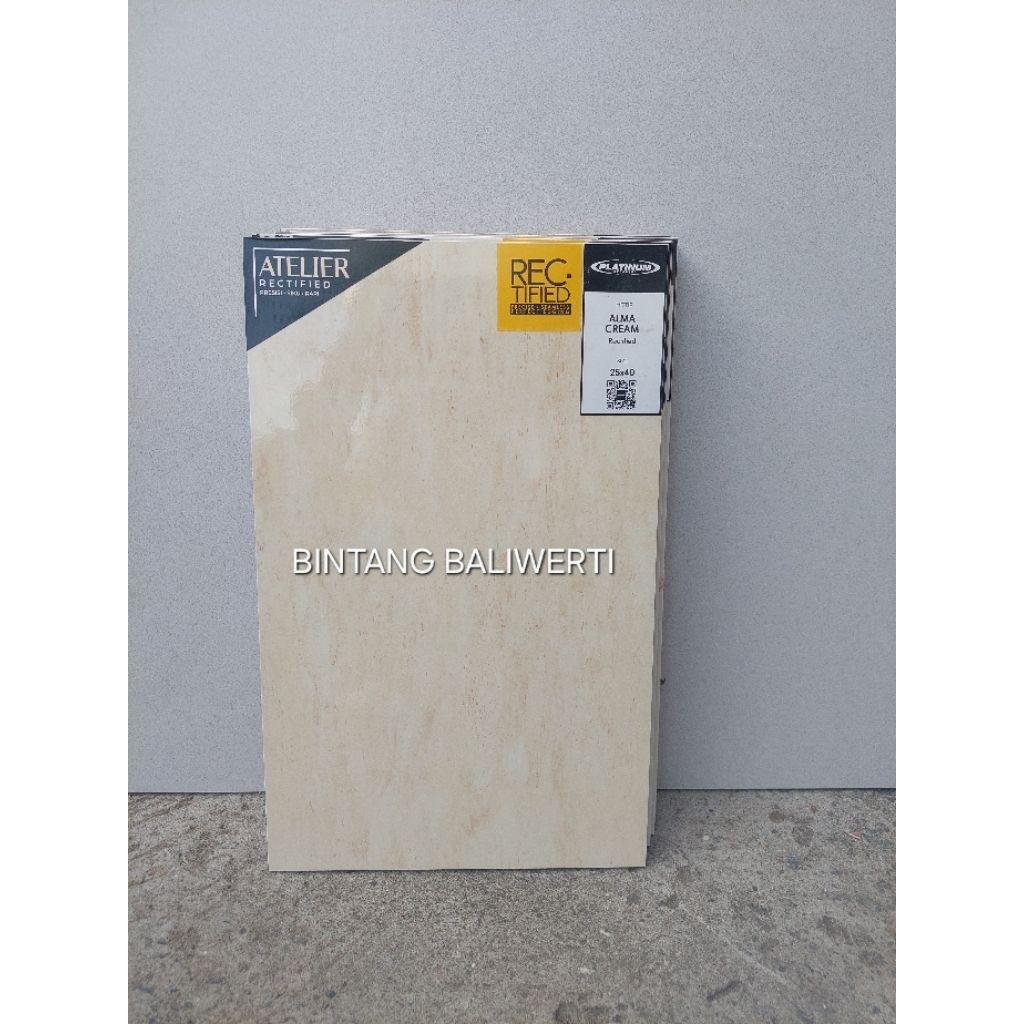 Keramik Platinum Alma Cream 25x40 Glossy Cutting / Keramik dinding Rectified