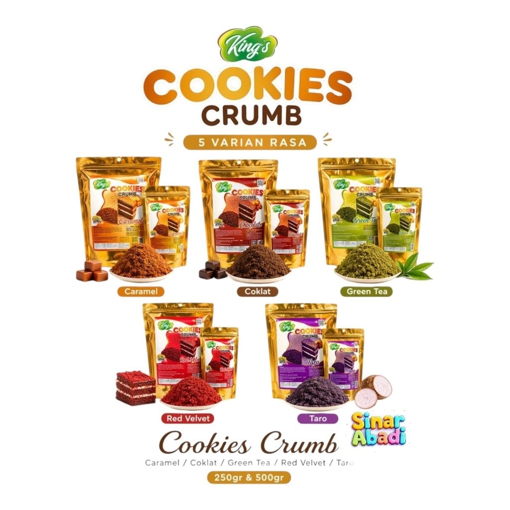 Crumble Cookies Kings 250gr/ Crumble 250gr/biscuit crumb / Crumb redvelvet/crumble Taro/Crumble matc