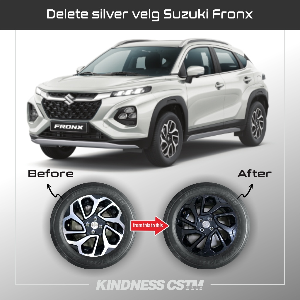 Sticker Velh | Delete Silver Velg Suzuki Fronx (harga 5 velg)