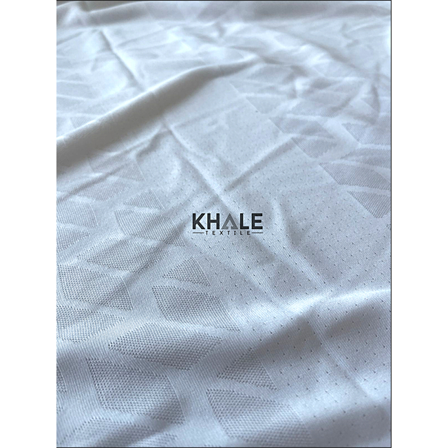 Bahan Kain Jacquard Stripe Putih Premium Jersey Dryfit Polyester