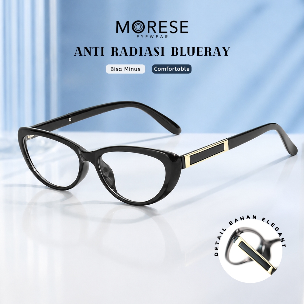 Morese Kacamata Antiradiasi Blueray Style Cat Simple Bahan TR90 Elegant  Bahan TR90 Nyaman Fashion W