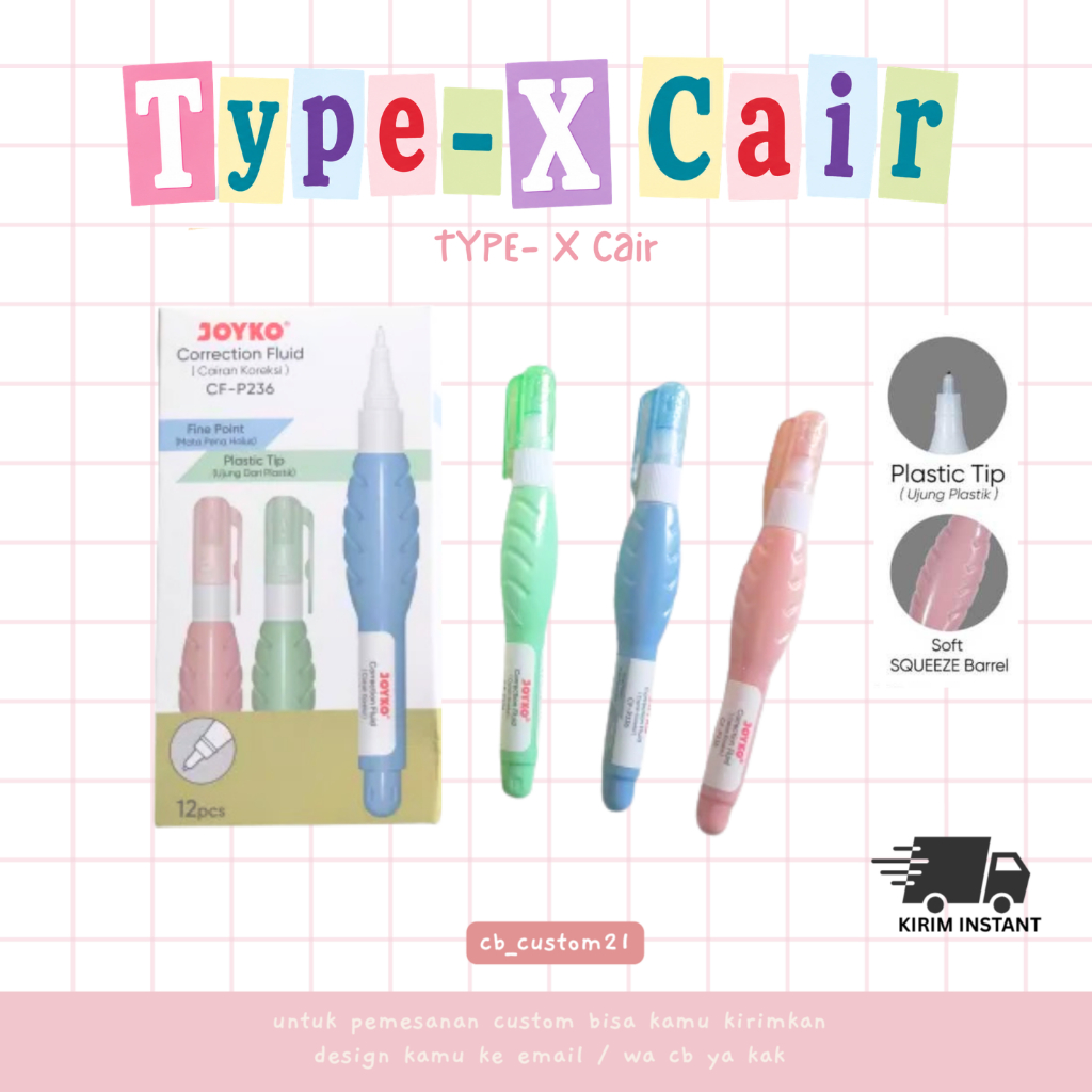 Stipo Joyko Correction Fluid ( 1PC ) / JOYKO TYPE X / corection tape / Type x Cair / Penghapus tinta
