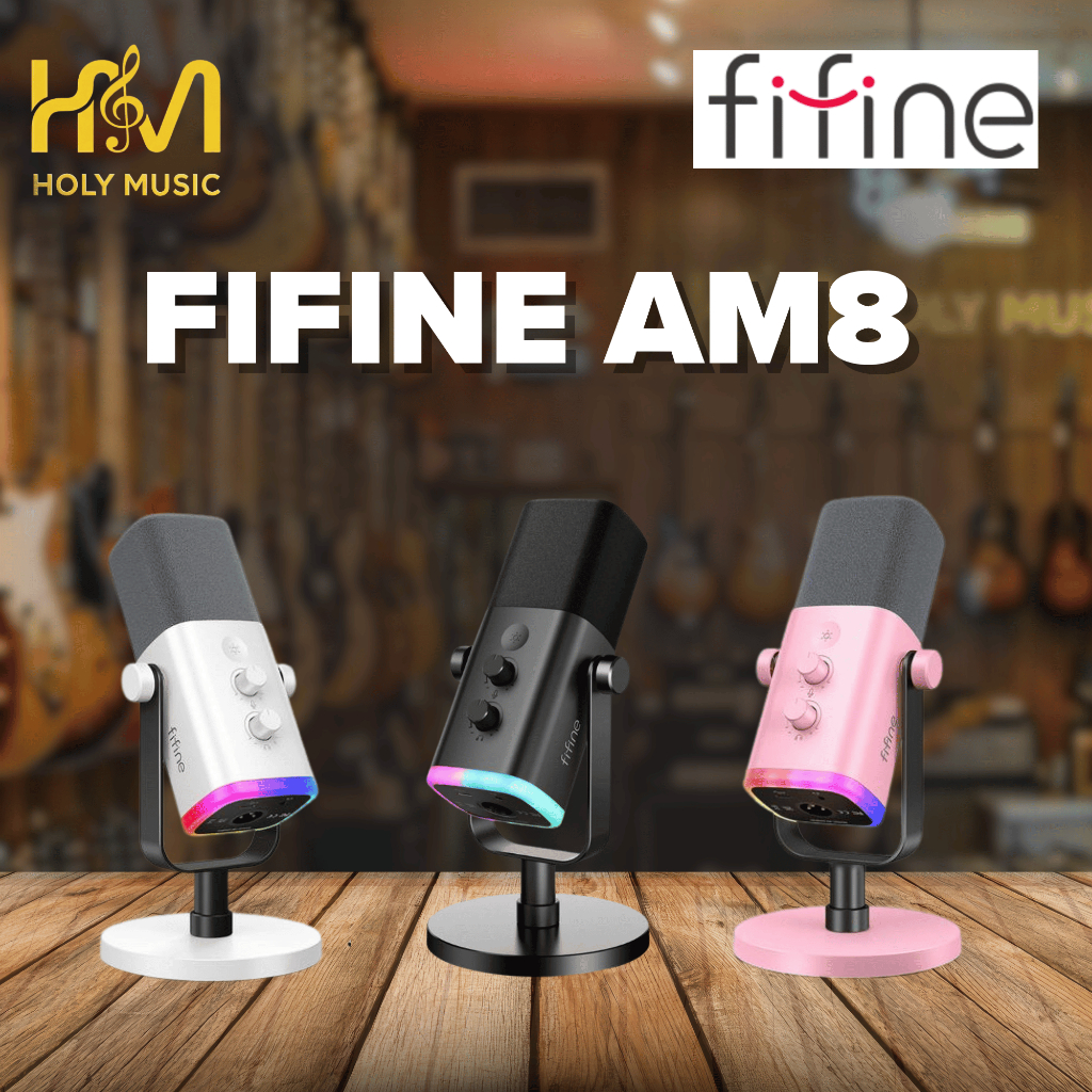 FIFINE AMPLIGAME AM8 – Dual USB/XLR Dynamic RGB Gaming & Streaming Microphone