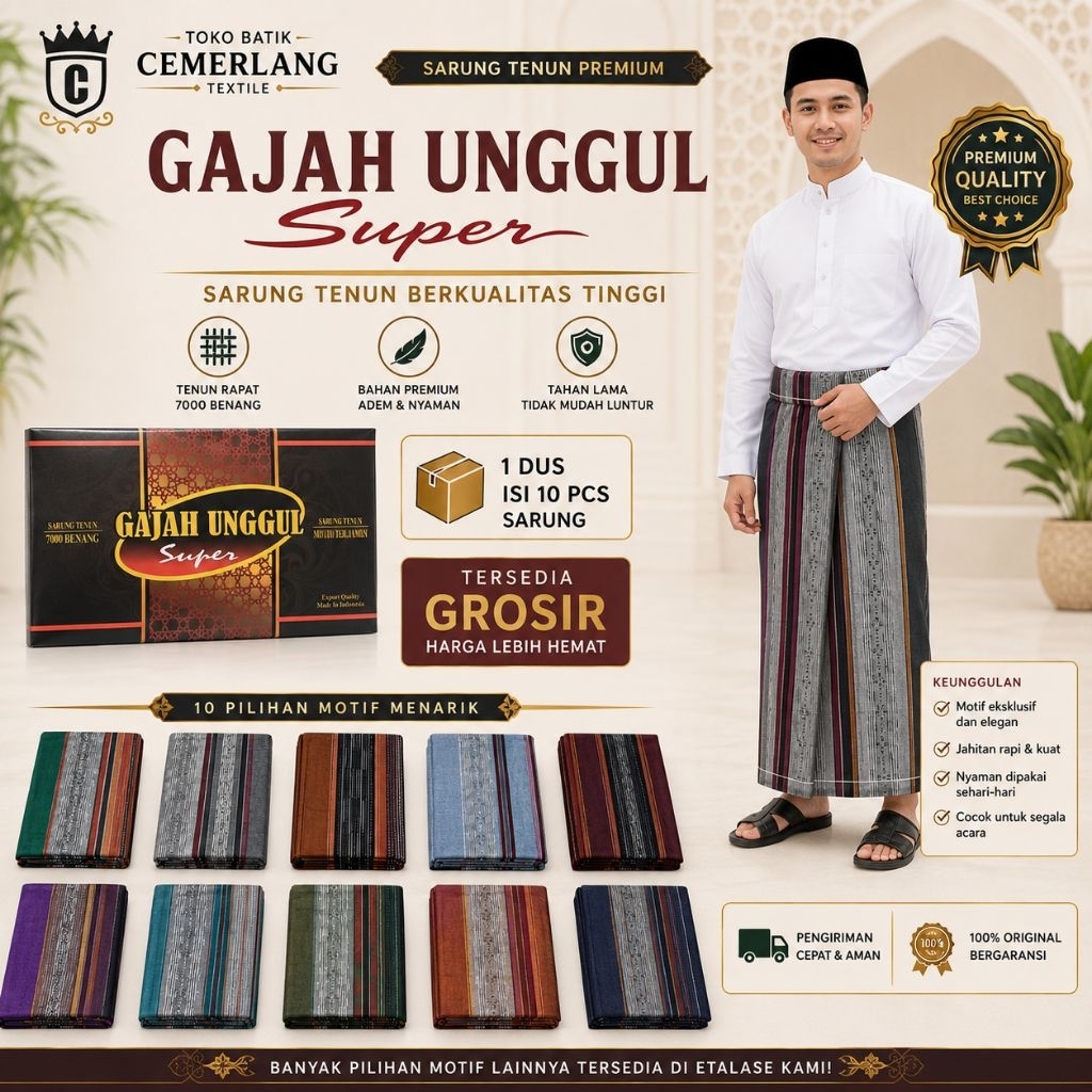 Sarung Tenun Gajah Unggul Super (10 Pcs)