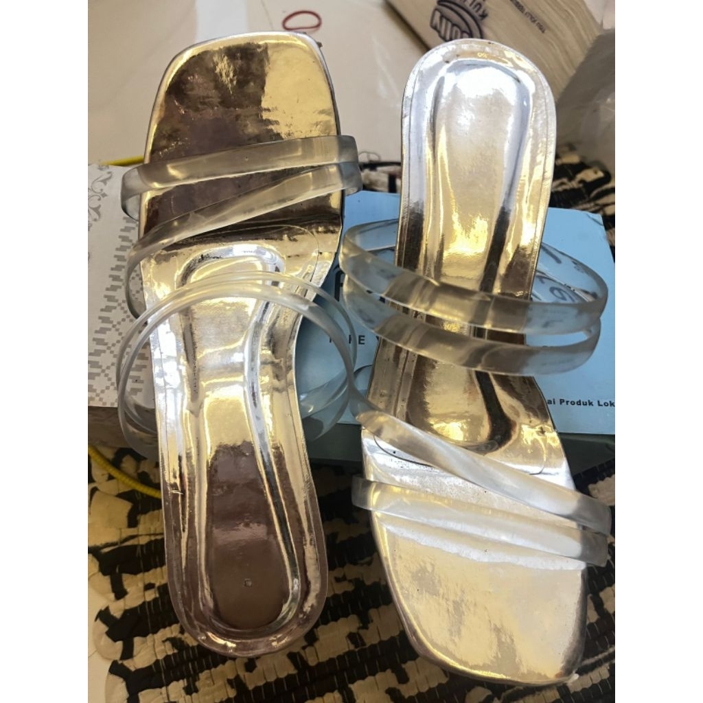 High heels wanita sepatu kaca