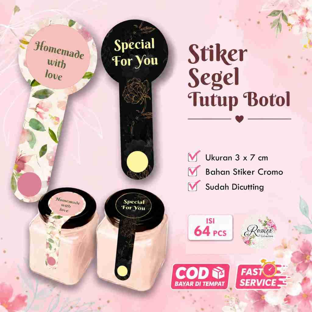 [64 pcs] Stiker Segel seal Tutup Botol dan Toples cromo / Segel Makanan Kemasan / Label / minuman
