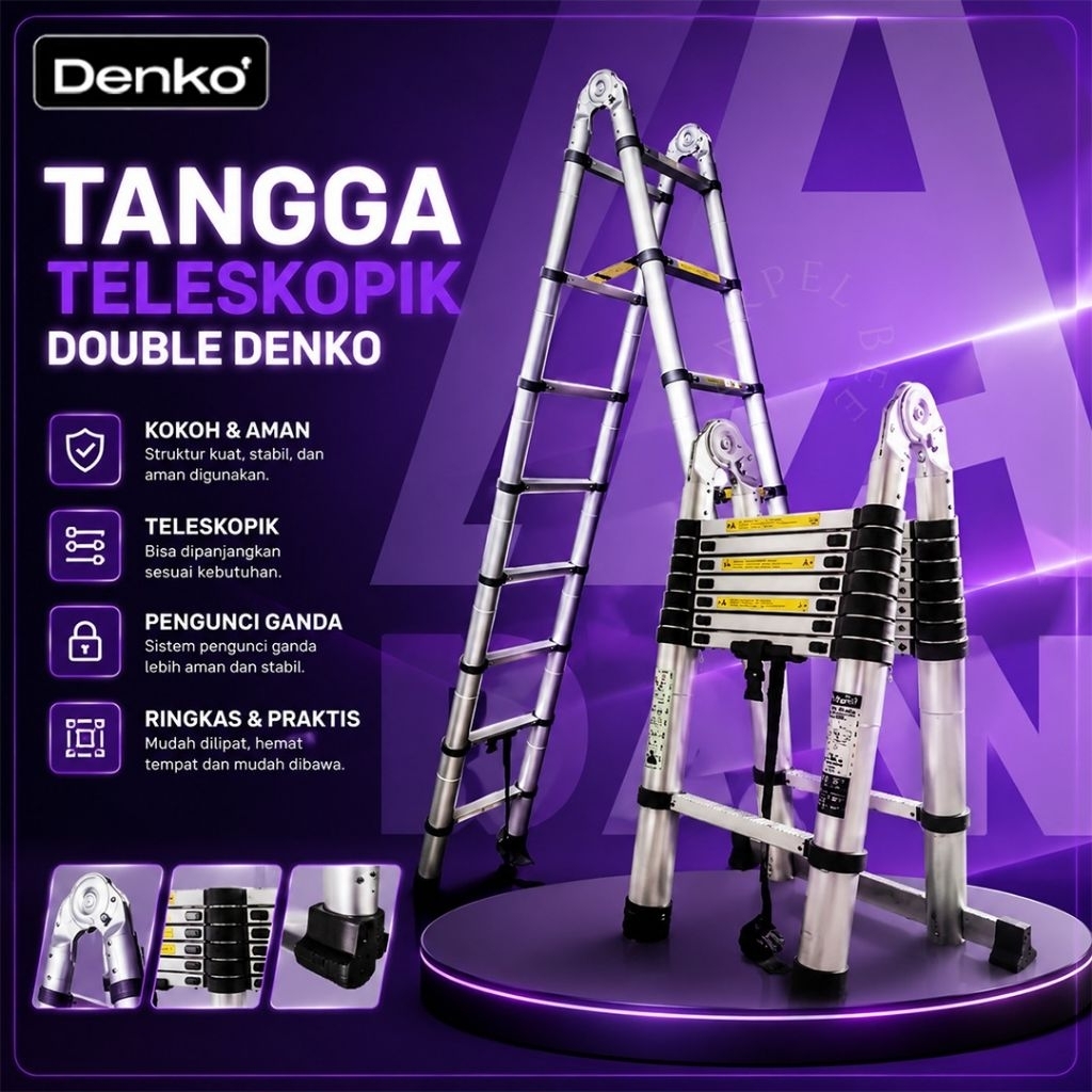 Tangga Double Teleskopik (DENKO) | Alumunium Double Teleskopik Ladder