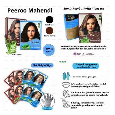 [1PCS] BPOM HENA RAMBUT PEEROO MAHENDI PEWARNA RAMBUT HALAL CAT RAMBUT HALAL HENA RAMBUT HALAL SAH U