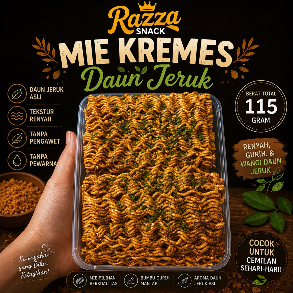 Mie Kering Goreng Mie Kremes Pedas Daun Jeruk Box 500 ML