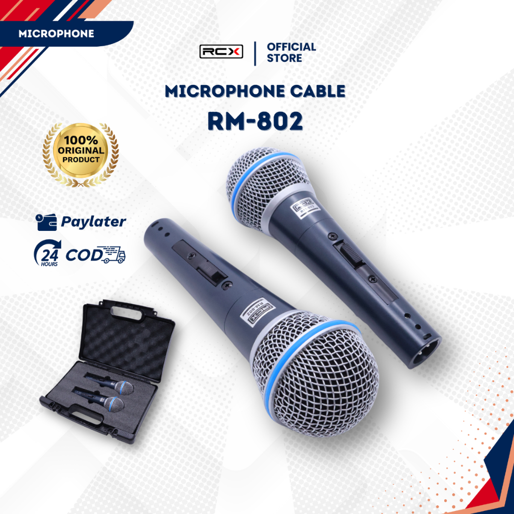 Mic Kabel RCX RM-802 Fullset + Kabel 5 Meter - Professional Dynamic Microphone Body Kokoh RCX Audio