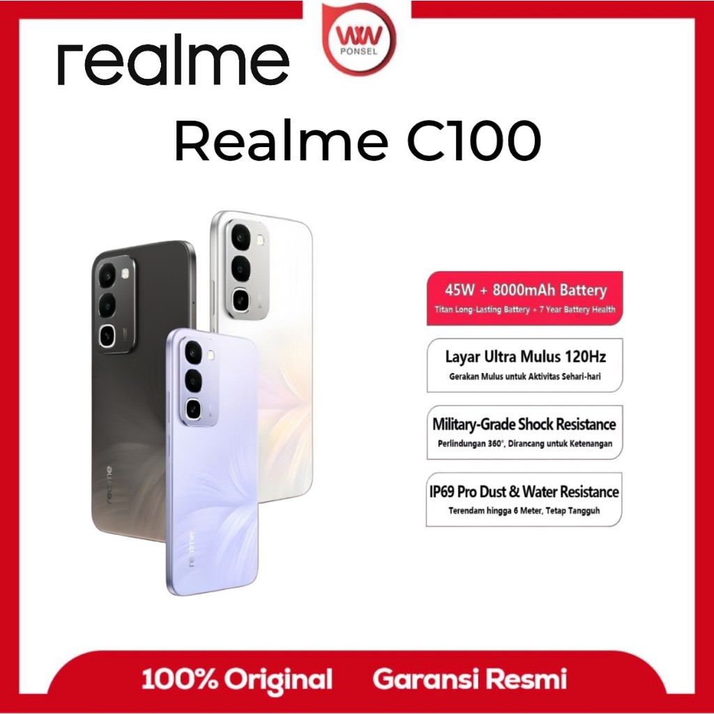 Hp Realme C100 Ram 8GB Internal 256GB Garansi Resmi