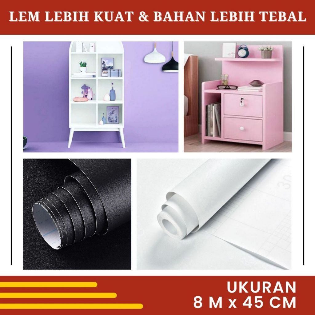 Wallpaper Sticker Dinding Polos Walpaper Dinding Dekorasi Kamar Motif Polos Aesthetic 10 Meter