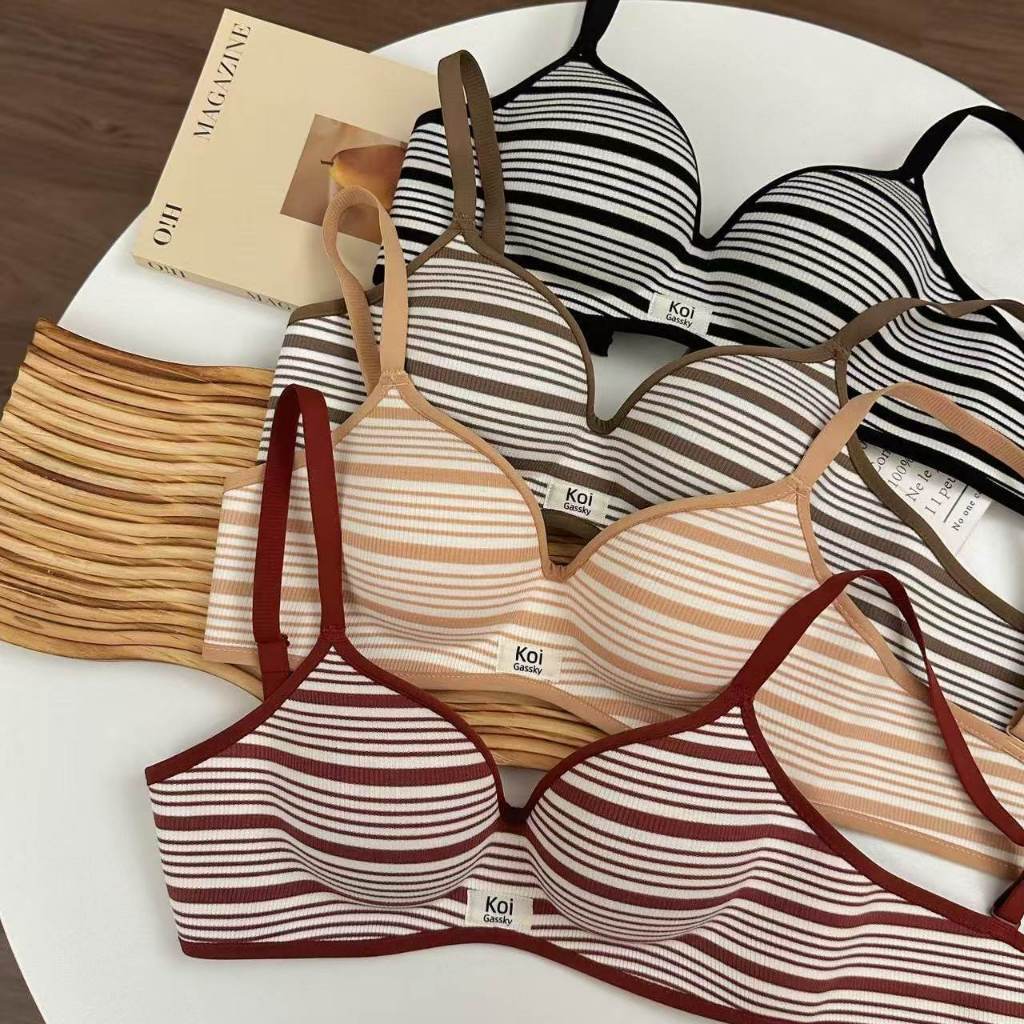 Starbella Pakaian Dalam Bra Wanita Gossky Tanpa Kawat Motif Garis Busa Tipis Sporty Casual BRA113