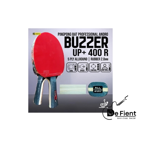 ANDRO Pingpong Bat Tenis Meja Andro Buzzer Up+ 400 R ALL Red Black Rubber