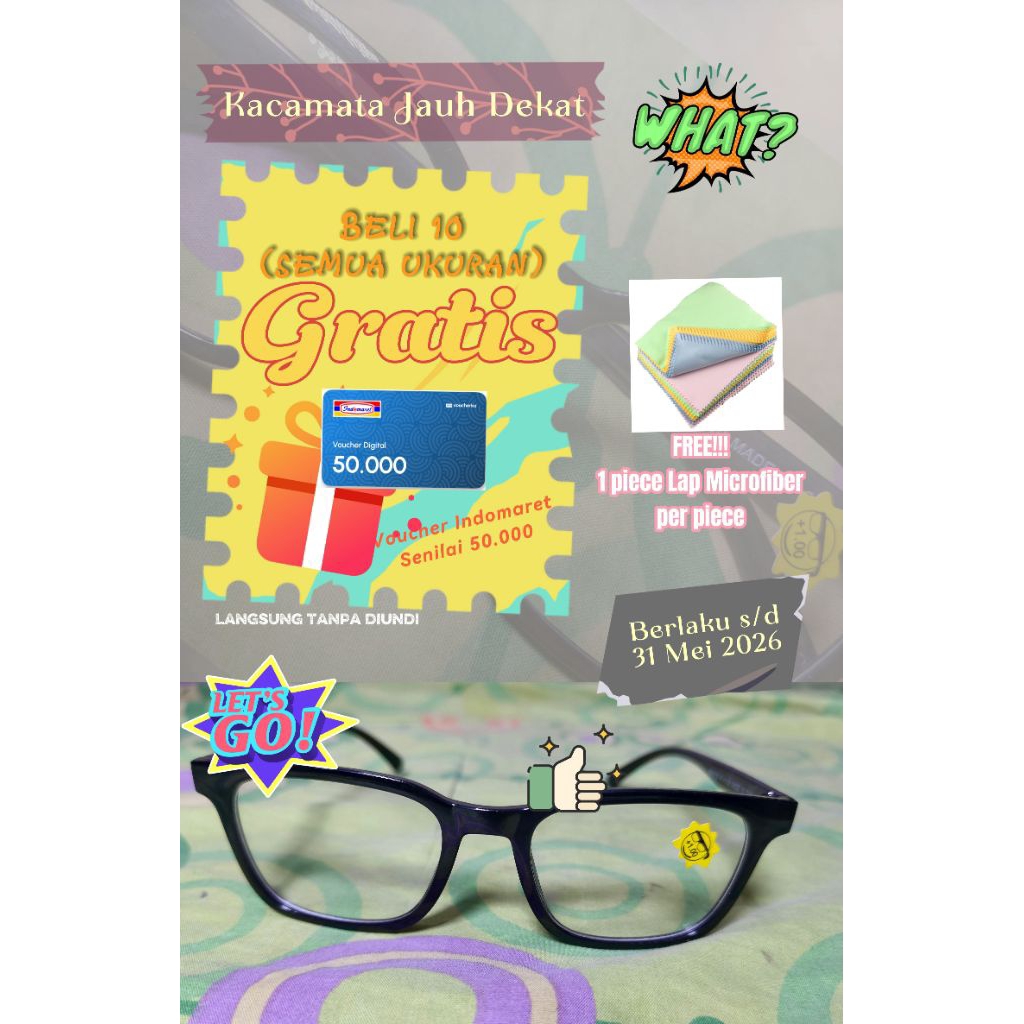Kacamata Baca Dobel Jauh Dekat Lensa Anti Radiasi Tahan Gores Unisex GRATIS Voucher Indomaret 50.000
