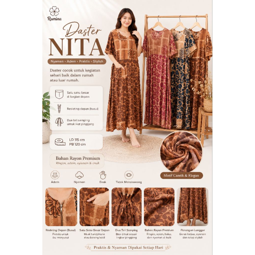 DASTER NITA // RUMINA BATIK // PEKALONGAN // Rayon Premium