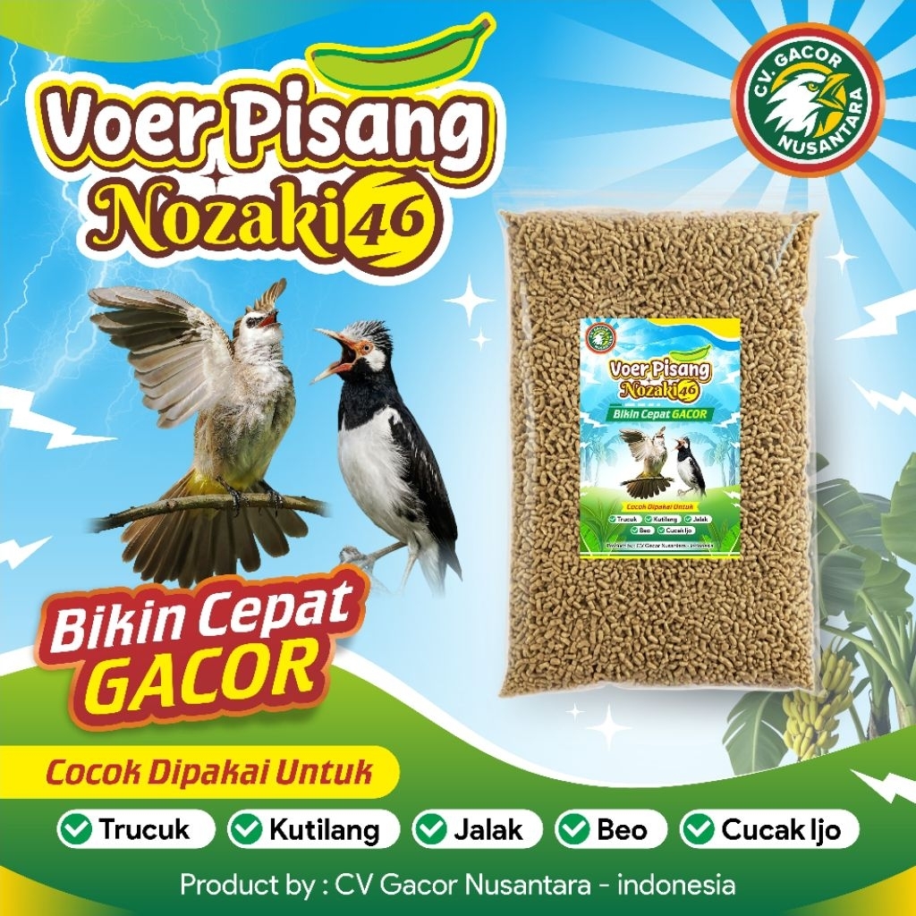 500GRAM VOER BURUNG RASA PISANG NOZAKI 46 Voer trucuk jalak kutilang kacer nutrimix super gacor
