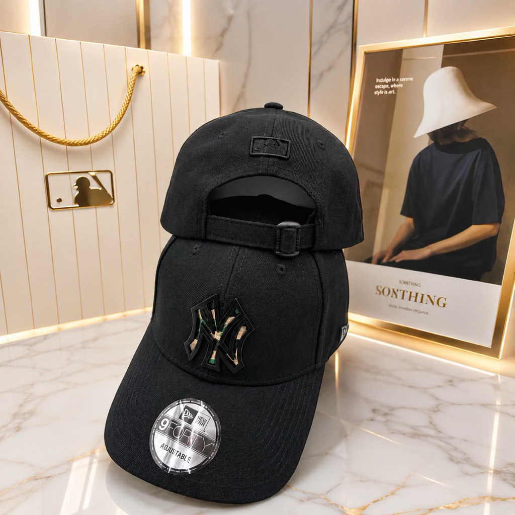 Topi baseball unisex NY plat besi dof tebal bordir Premium