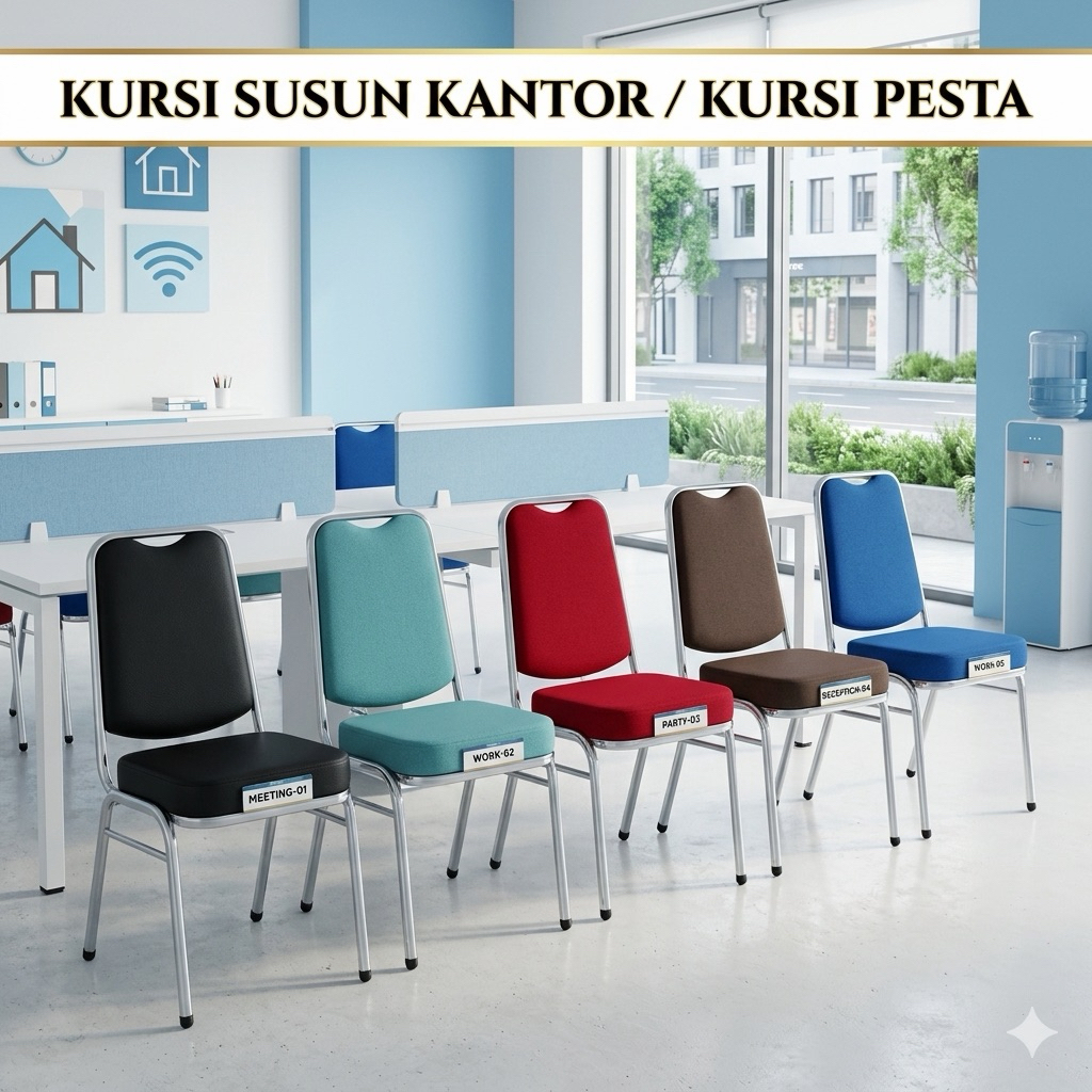 Kursi Susun Stainless / Kursi Tumpuk / Kursi Rapat / Kursi Pesta / Kursi Kantor stainless / Kursi Ge