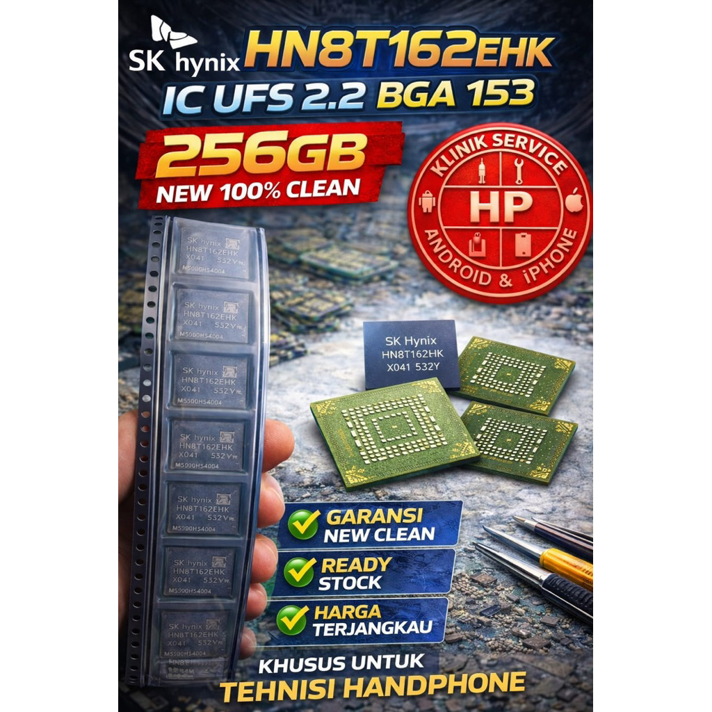 ic ufs 2.2 bga 153 new clean 256gb (baru) skhynix HN8T162EHK