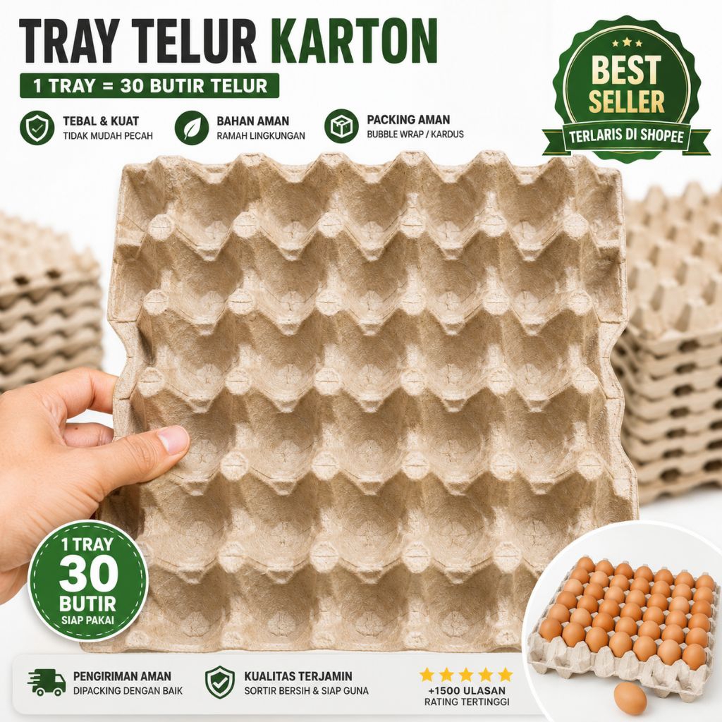 Egg Tray Karton 30 Butir – Tempat Telur Ayam/Bebek Bekas Pakai