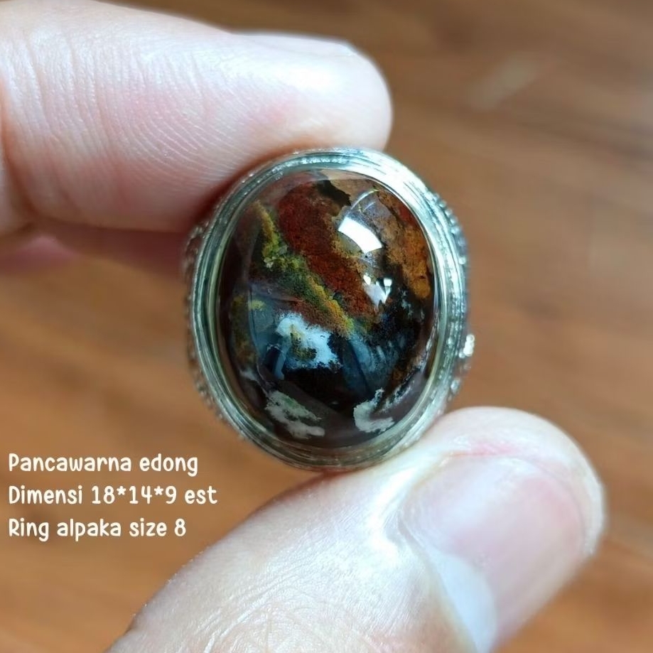 (TERMURAH) Cincin Batu Akik Pancawarna Garut Edong Klasik