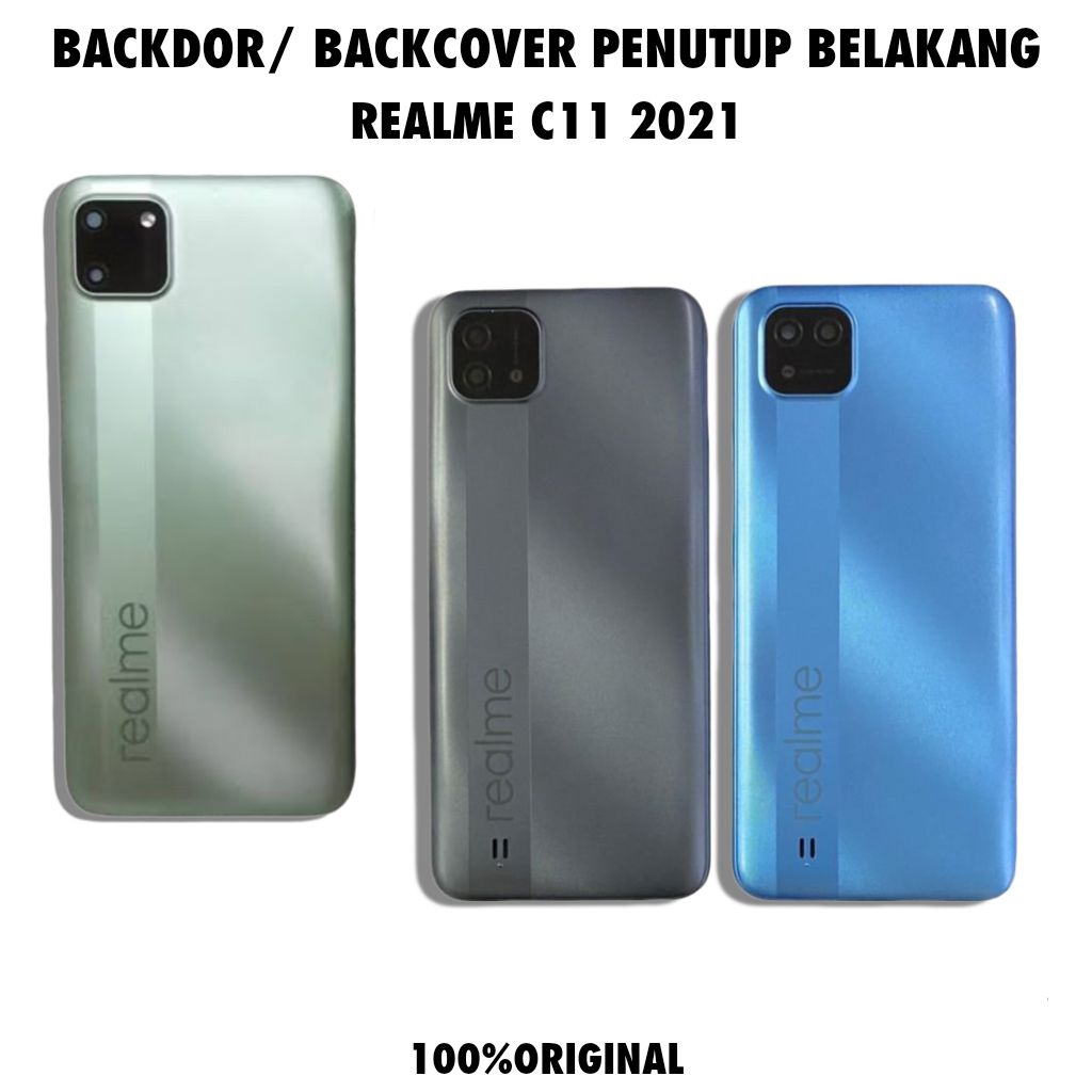 Backdor Backcover Penutup belakang + Tombol luar + Kaca kamera Hp Realme C11 2021 Original Quality