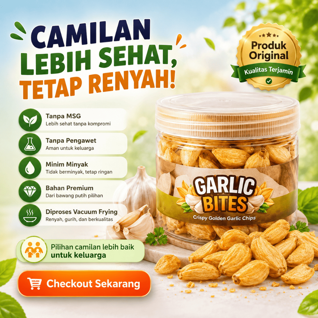 Garlic Bites Bawang Putih Crispy Renyah Camilan Sehat Alami Tanpa MSG