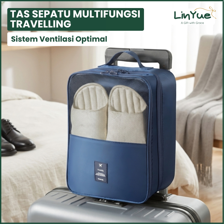 Tas Sepatu Travel 4 Kompartemen Shoes Bag Waterproof Pouch Sepatu Organizer