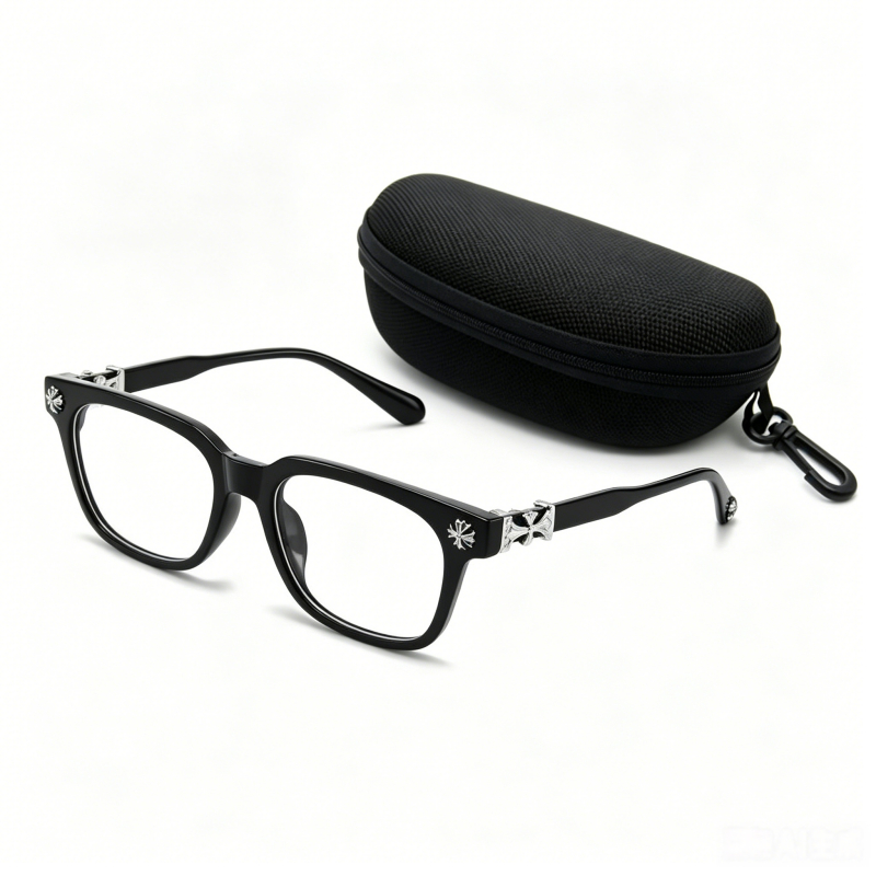 Kacamata Anti Radiasi Style Chrome Hearts Hitam Kotak - Frame Kacamata Modis Wanita Pria