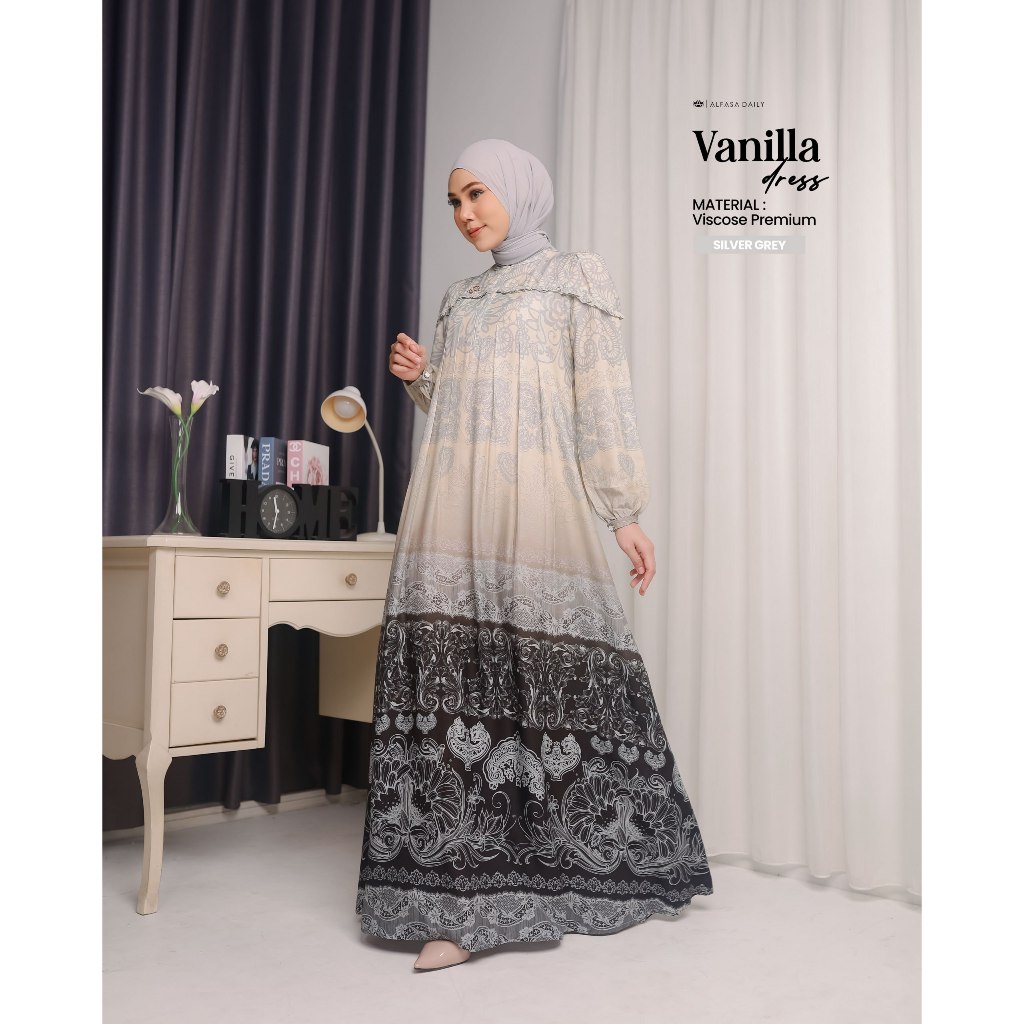 GAMIS WANITA RAYON PREMIUM VANILLA DRESS - Alfasa Daily