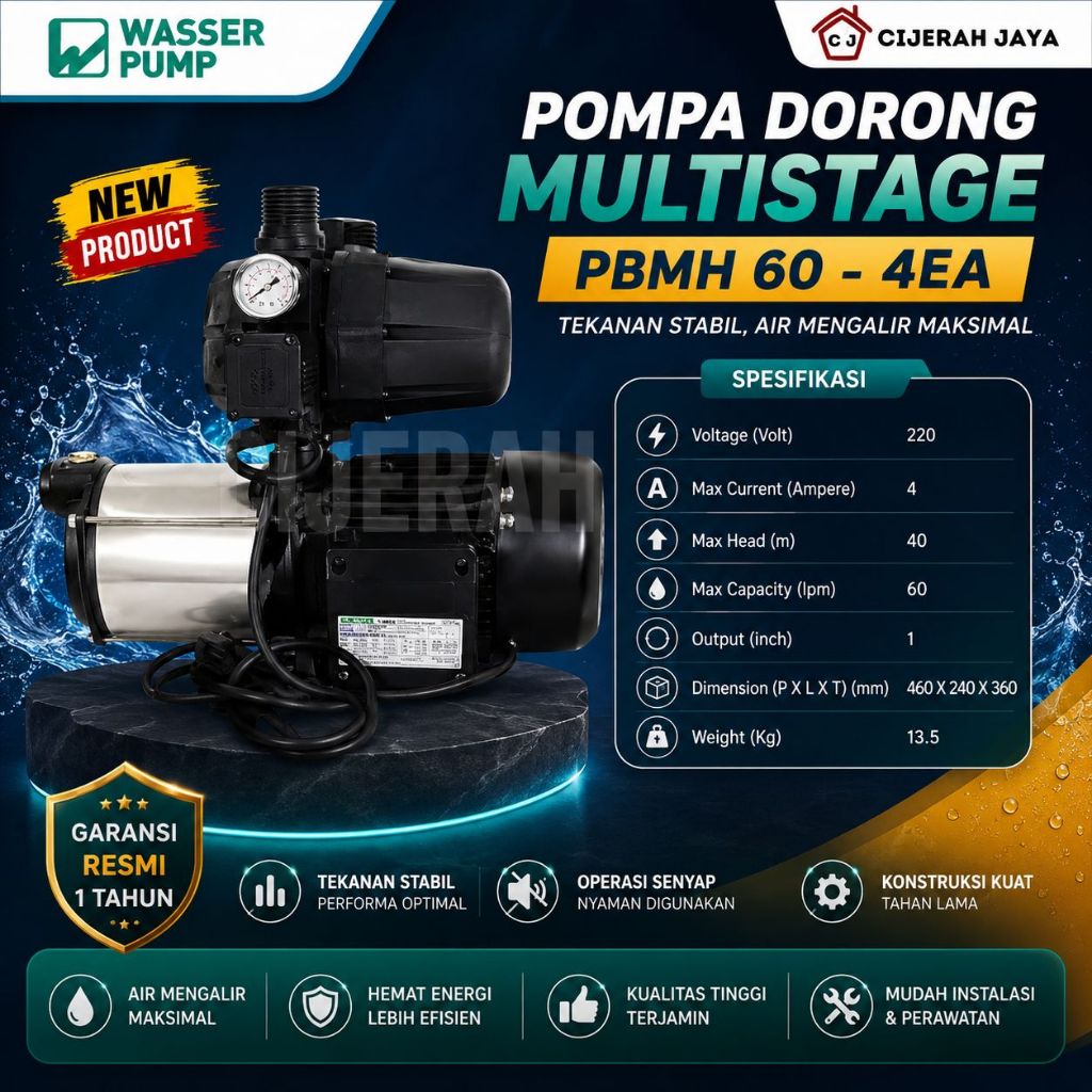 POMPA WASSER PBMH60 4EA MULTISTAGE BOOSTER PUMP / POMPA PENDORONG WASSER PBMH 60 4EA PBMH60-4EA / ME