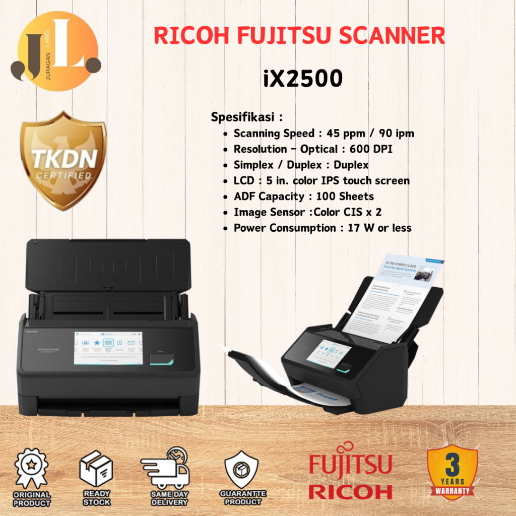 Scanner Fujitsu / Ricoh ScanSnap IX2500 Duplex Scan Snap IX-2500 Garansi Resmi Original