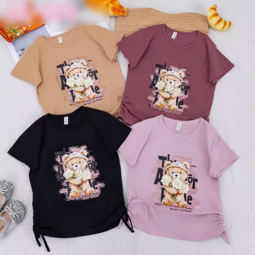 SJ KIDS/Grosir/atasan kaos anak perempuan/6-9 thn/harga per seri 4 potong