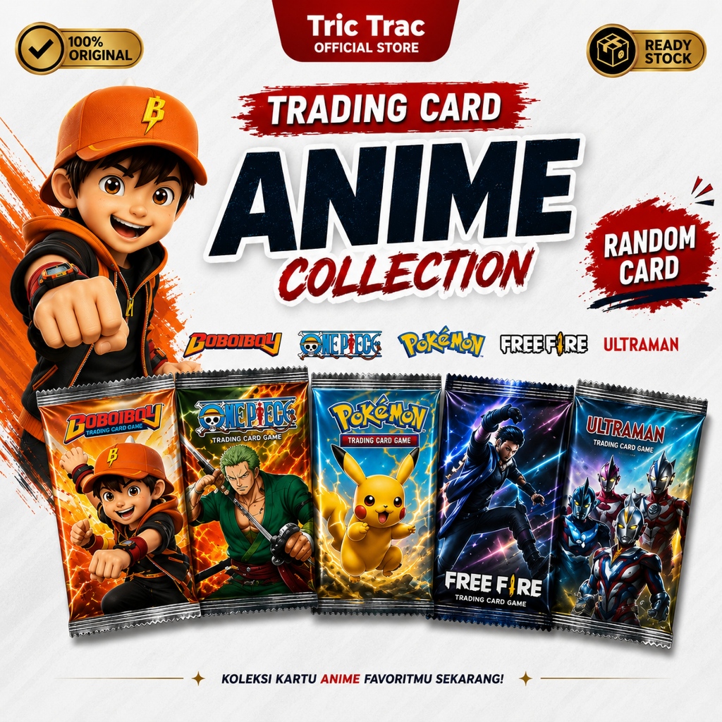 12 Sachet Kartu Foil TCG Import Aneka Karakter Lengkap Naturo FF Seri BOBOIBOY  BRAINROT ANOMALI ML 