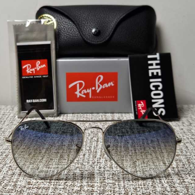 Kacamata Rayban Aviator RB3025 003/3F Silver Lens Blue Gradient Original