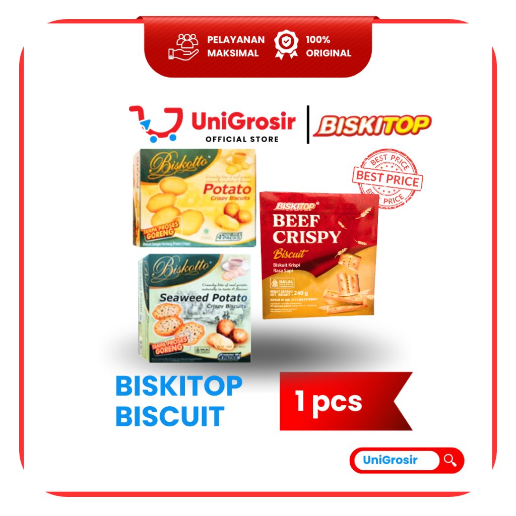 [UniGrosir] BISKOTTO BISCOTTO POTATO CRISPY BISCUITS ORIGINAL | SEAWEED RUMPUT LAUT BEEF CRISPY 360 