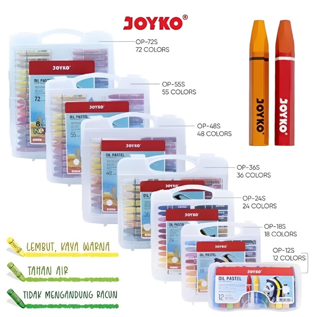 Crayon Oil Pastel 18 Joyko Krayon Warna Lengkap