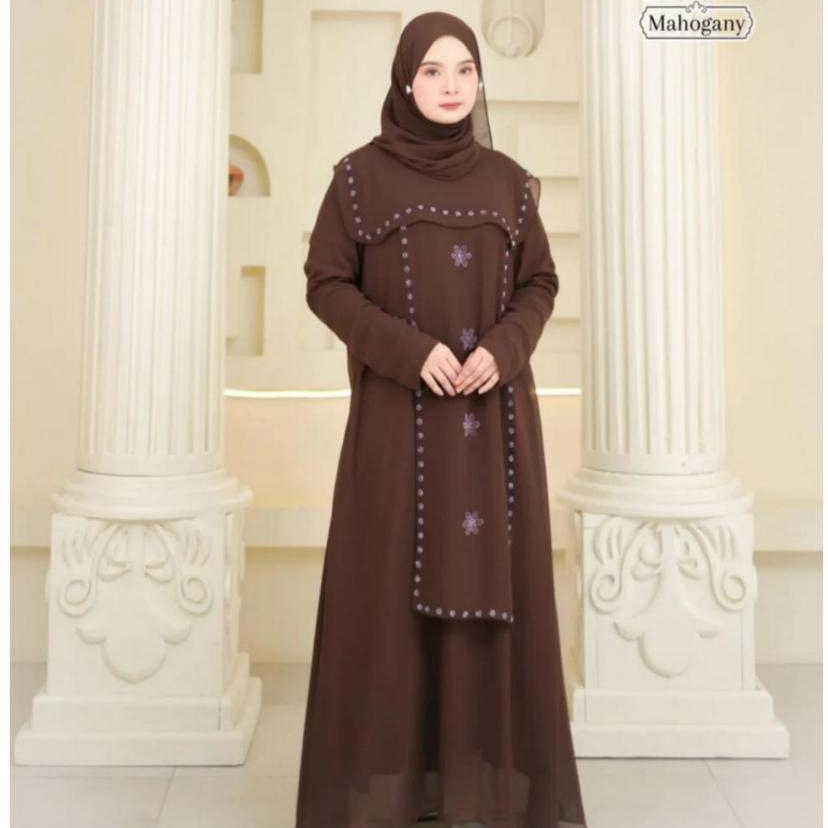 RAhima Dress Baju Gamis Terbaru Ceruty Babydoll Mix Swarovki Baju Lebaran