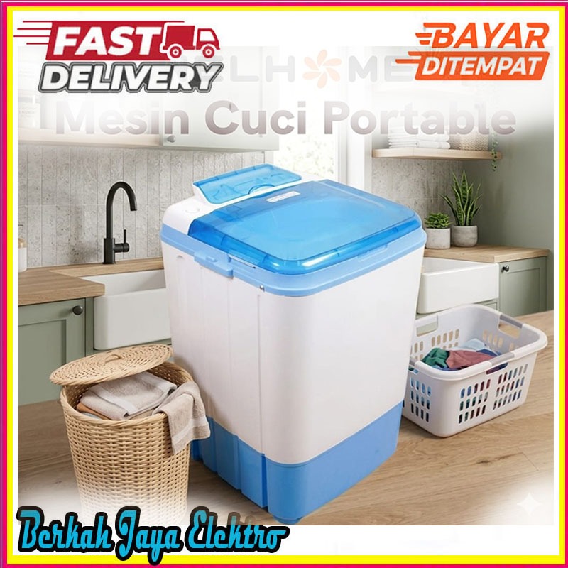 PROMO COD Welhome 4.5 kg: Mesin Cuci Portable Termurah & Hemat Listrik Praktis & Ringkas Mesin Cuci 