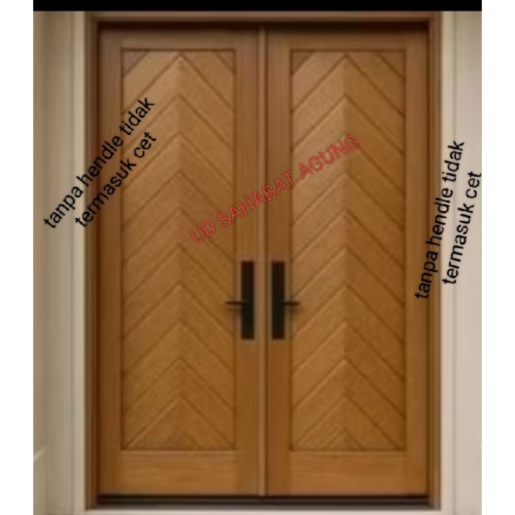 DAUN PINTU UTAMA KUPU2 TARUNG MOTIF ZIKZAK BAHAN KAYU KAMPER DAN MERANTI FULL OVEN BISA CUSTOM UKURA