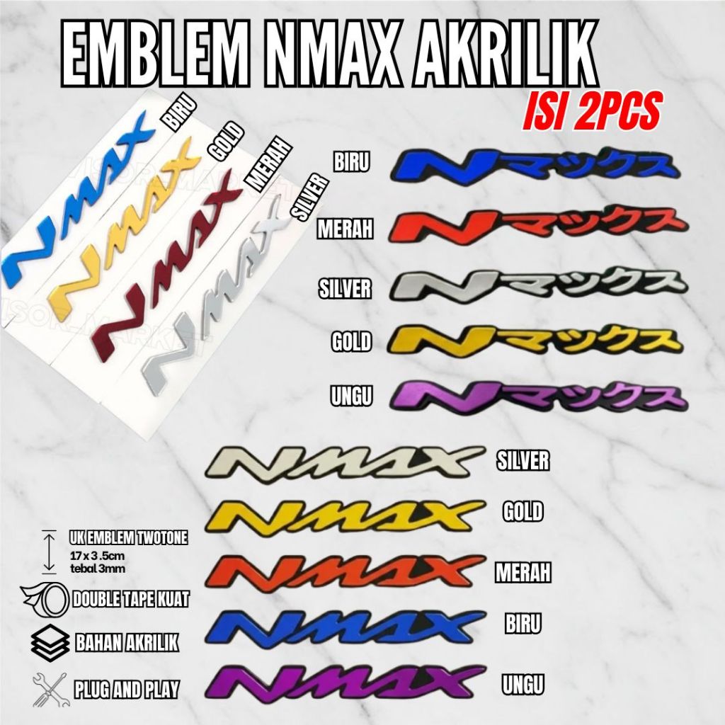 EMBLEM NMAX AKRILIK TIMBUL 3D VARIASI MOTOR NMAX |STIKER MOTOR NMAX AKRILIK TIMBUL - COCOK UNTUK MOD