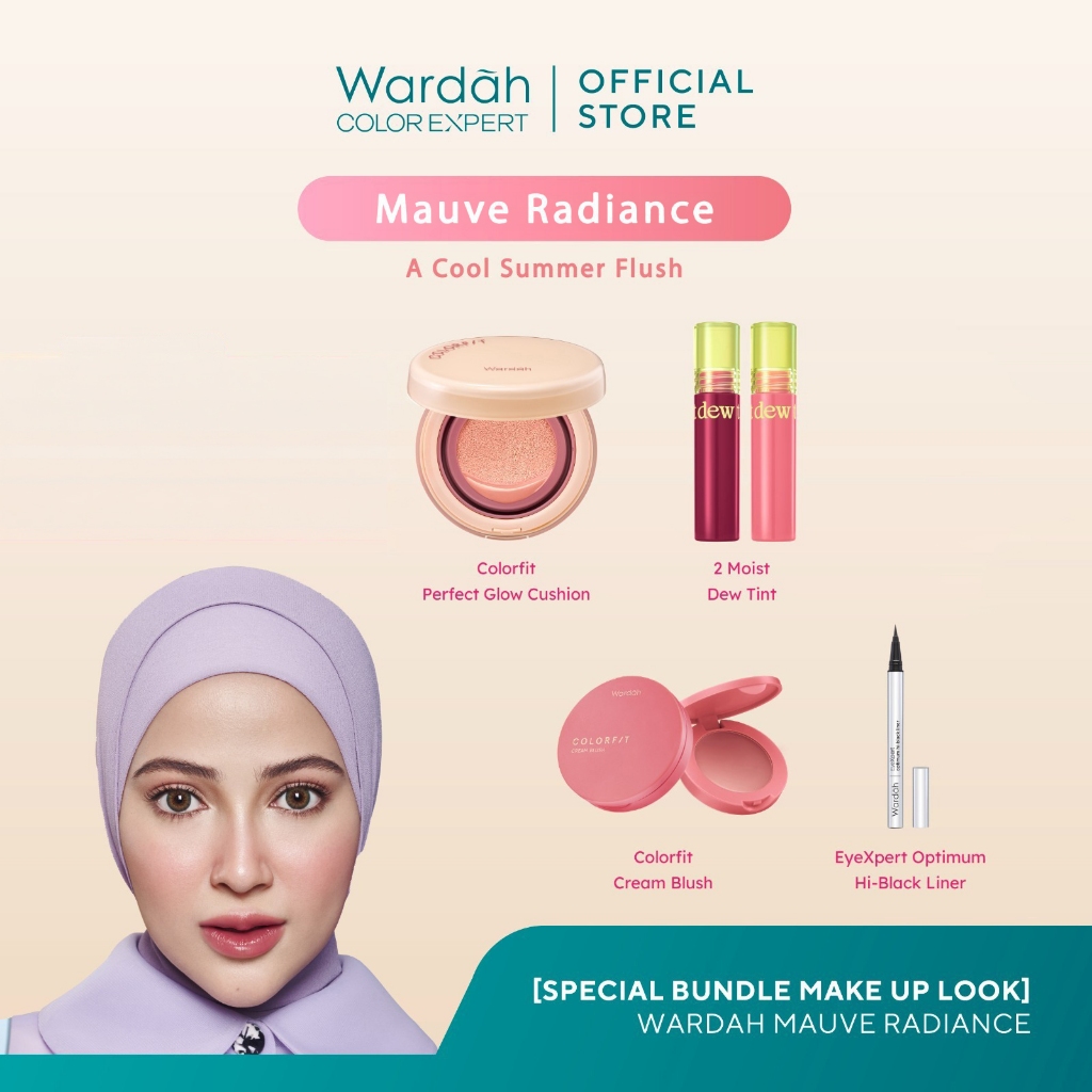 WARDAH Special Package Make Up Looks: Mauve Radiance – A Cool Summer Flush – Colorfit Perfect Glow C