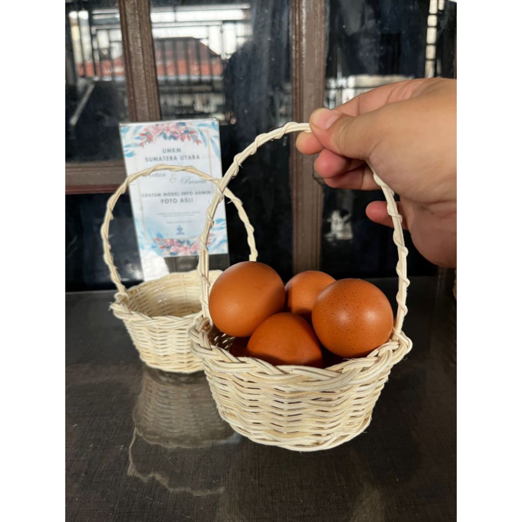 Keranjang Telur Rotan / Keranjang Paskah / keranjang bunga Tabur / keranjang mini / keranjang 12cm r