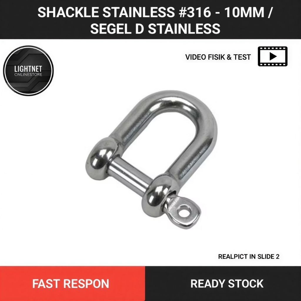 Shackle Stainless #316 - 10mm / Segel D Stainless